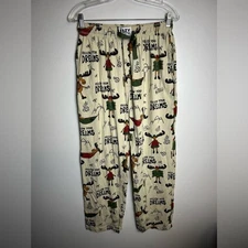Lazy one Pajama Pants Drawstring Novelty Print Pull on elastic waist M Cotton