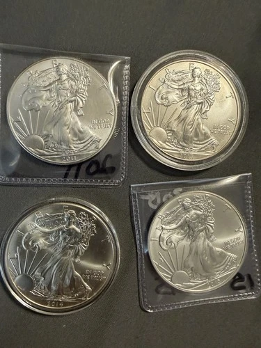 $1 American Silver Eagle 1 oz 2011 2013 2014 2015 Lot of 4 Uncirculated Coins