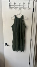 Kirundo Green Chiffon Sleeveless Halter Tie Ruffle Layered Sundress Size Medium