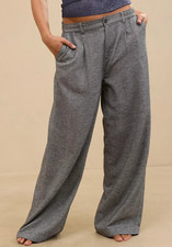 Aerie Women's Anytime High Waisted Trousers - Size Large - Denim Wash Gray - NWT