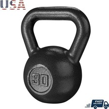 30LB Kettlebell Cast Iron Weightlifting Exercise Strength Training Gym Equipment