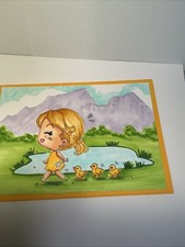 Handmade duck spring time Easter card with matching envelope 5 x 7