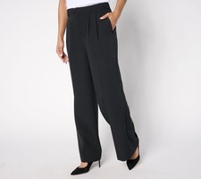 Joan Rivers Classics Collection Women's Petite Pants PM Bitsy Woven Black