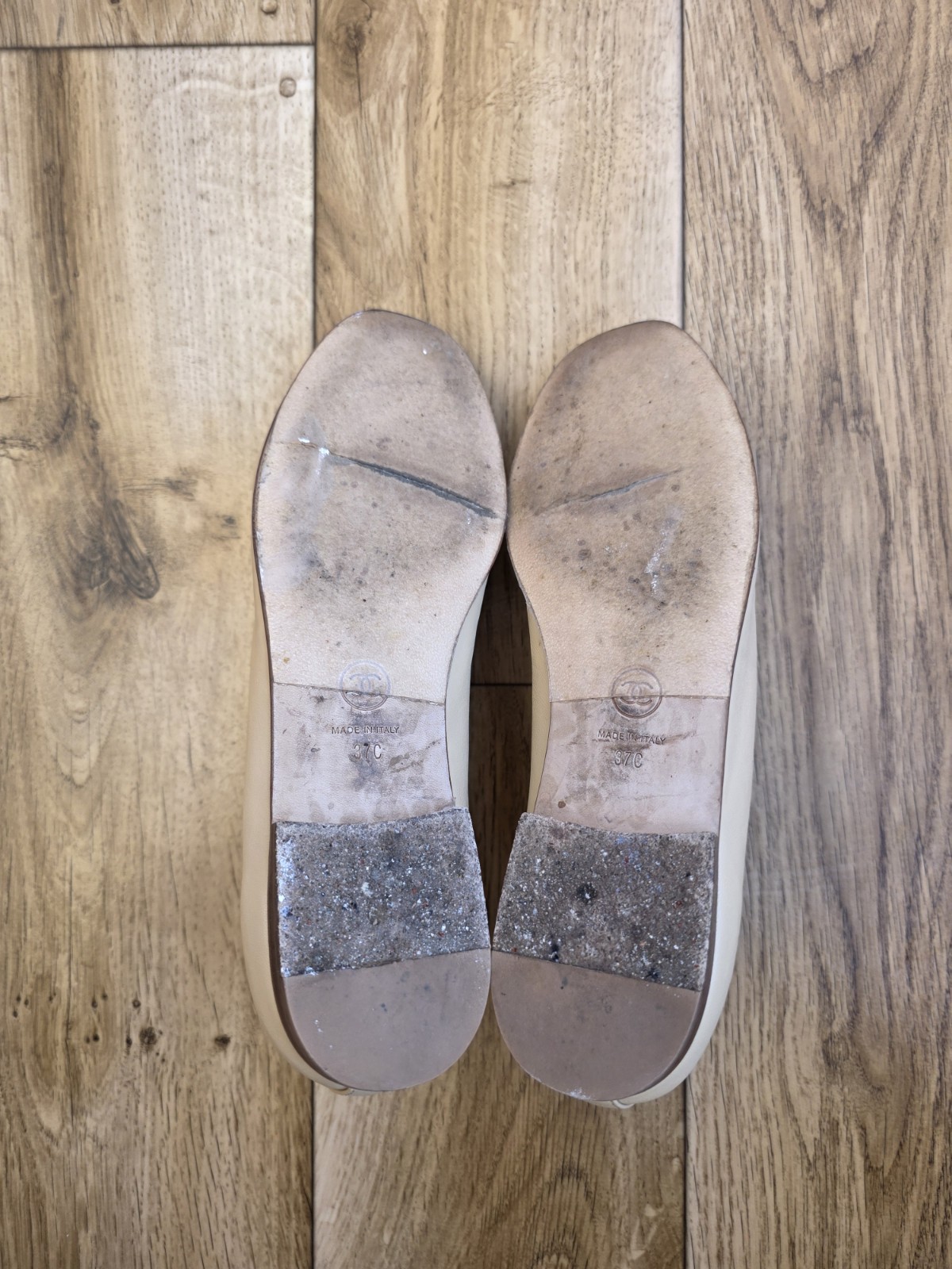 CHANEL INTERLOCKING CC LEATHER BALLET FLATS SIZE 37 EU, 6.5 US, 4 UK  thumbnail 9