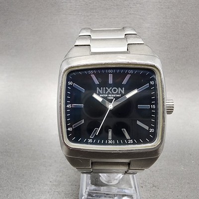 Nixon The Manual Watch Men 38mm Black Dial Silver Tone Rectangle