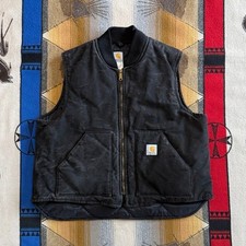 Carhartt Arctic Duck Canvas Insulated Vest Mens 2XL Regular Quilt Lined Black
