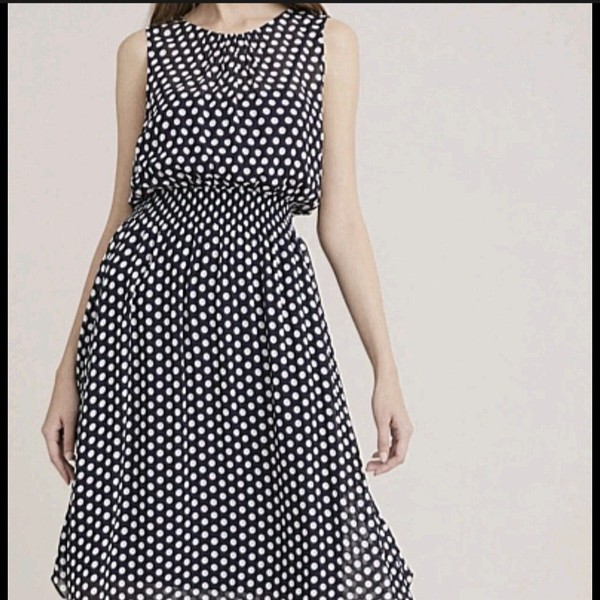 #167 Witchery Polka Dot Midi Dress Size 8 With Removable Slip dress 2in1 Dress