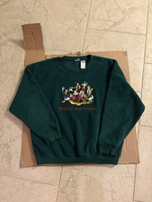 Vintage Disney Store Mickey And Friends Fleece Crewneck Sweatshirt Men Xl Green
