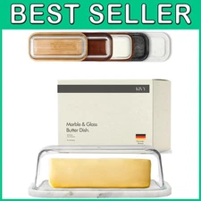 Stylish Marble Butter Holder - Glass Lid