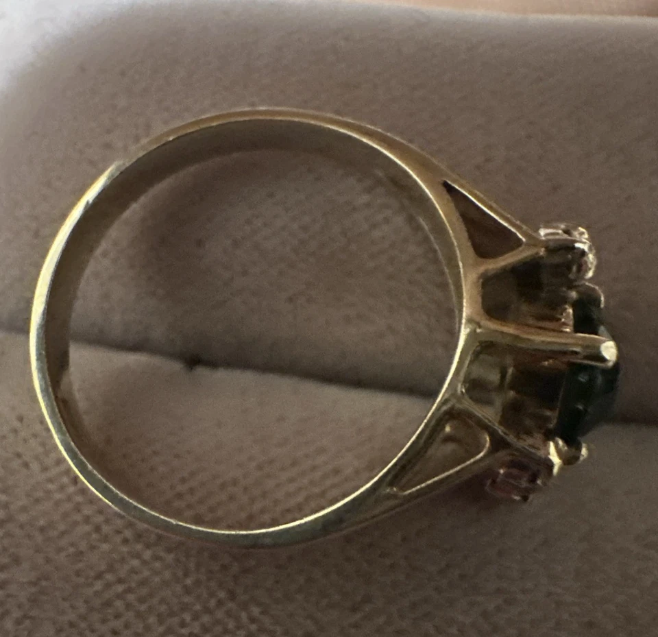 Ring, Gg 585 gebraucht, 1 Smaragd 5,5 mm, Gr. 54, 3,81 Gramm, - Bild 4 von 4