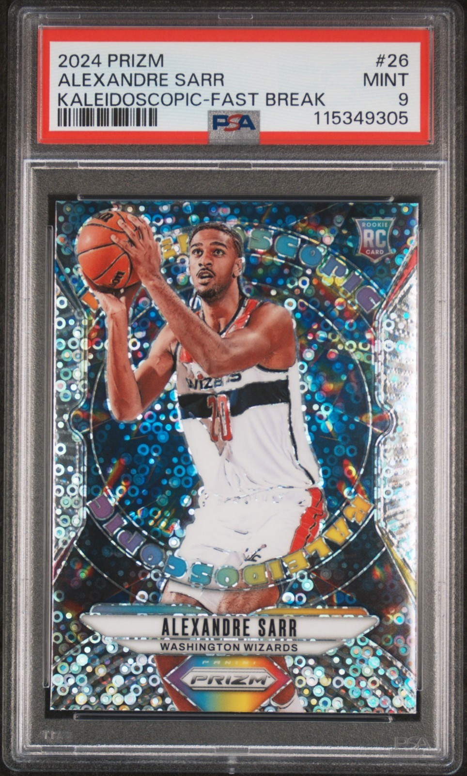 Alexandre Sarr 2024 Panini Prizm Kaleidoscopic Fast Break Rookie PSA 9 Wizards