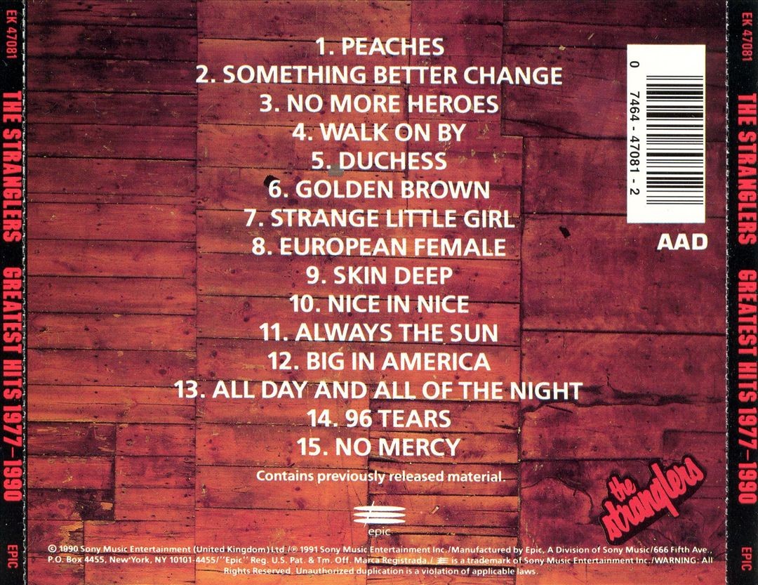 THE STRANGLERS - GREATEST HITS 1977-1990 NEW CD 74644708127