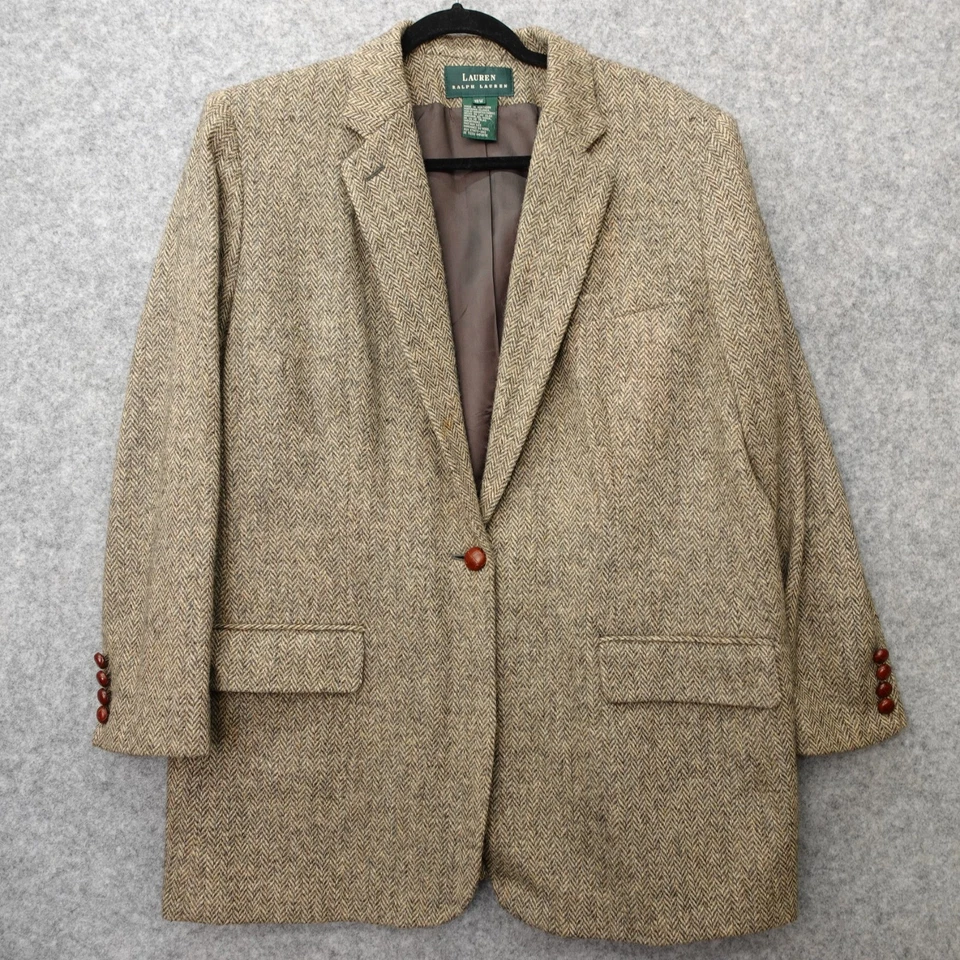 Blazer vintage Lauren Ralph Lauren espiga tweed mujer 18W 2X marrón moteado Foto 2 de 4