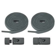 No Tie Shoelaces with 2 Metal Triangle Buckle Clips, 1Pair  Dark Gray