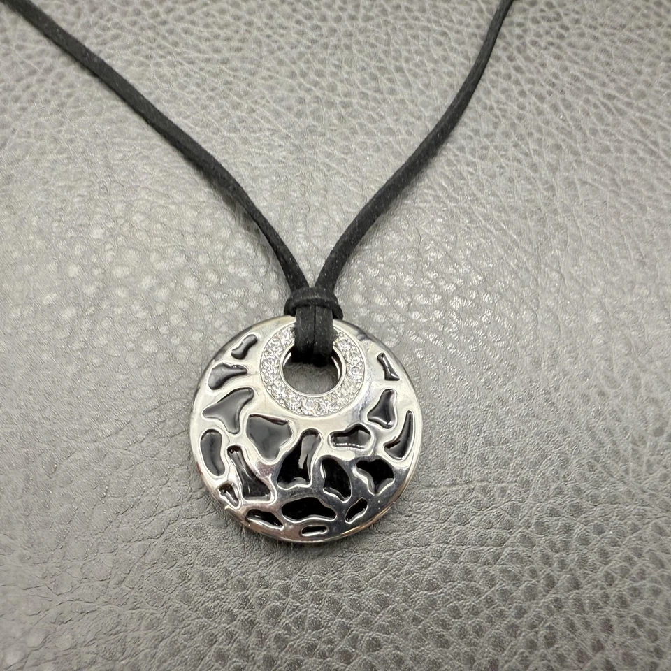 Collar Colgante Lia Sophia Cuero Plateado Cristal Acentos Moderno Boho 18-20 Foto 4 de 4