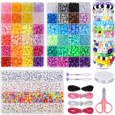 2000Pcs Pony Beads Kit Friendship Bracelet Jewellery Making Rainbow Kandi Craft