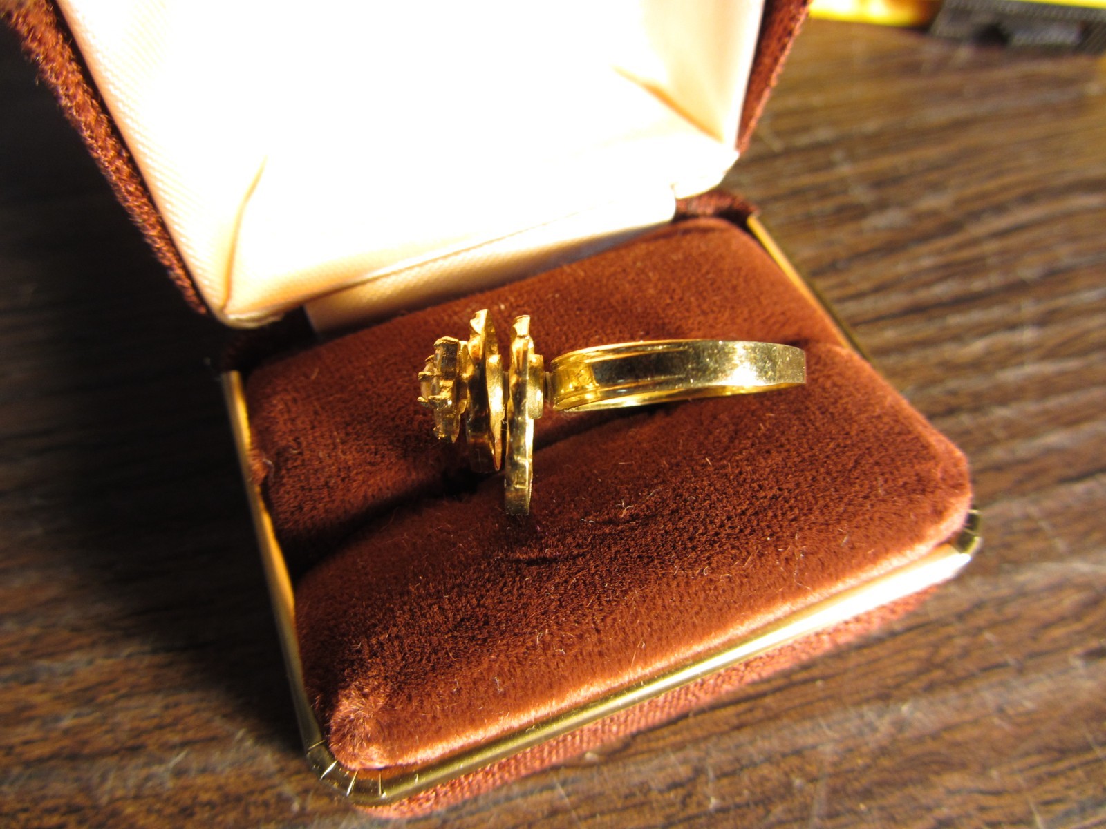 Sapphire  Ruby Spinner Motion Ring 10k Yellow Gol… - image 3