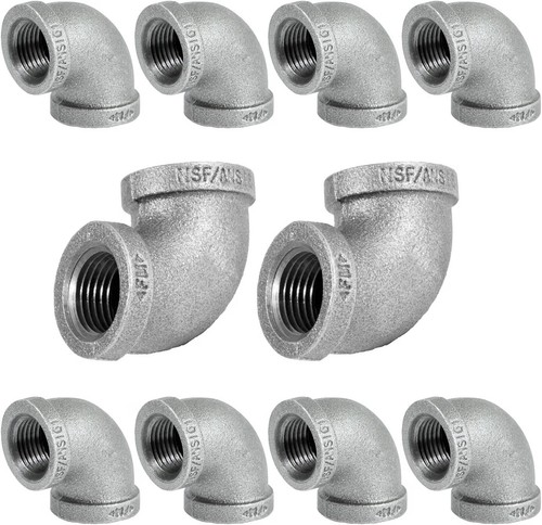 3 Inch 90 Degree Elbow, Malleable Iron Threaded Pipe Fitting Galvanized 10 Pack