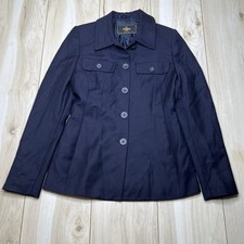 VTG FENDI 365 Women  s Size 6 Italian Wool Button Up Jacket Navy Blue Pockets