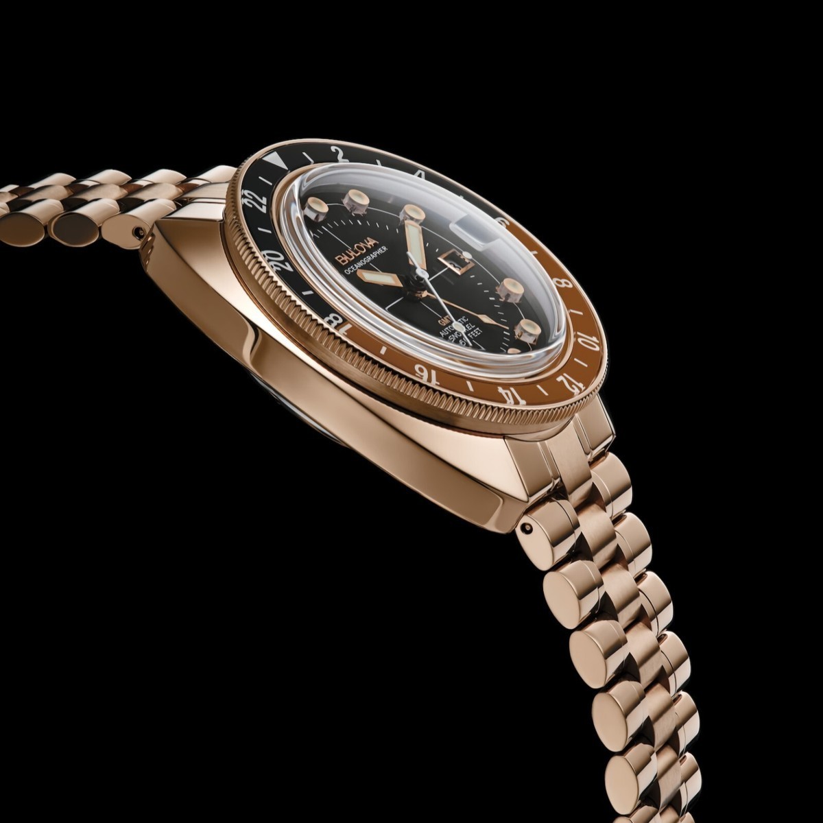 Bulova Oceanographer Automatic GMT Devil Diver 200m Rose Gold