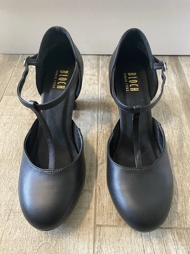 Bloch Women's Splitflex 2.5" Heel Character Shoes Black T-Strap 8B S0390L  