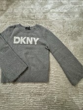 NWOT DKNY Women's Scoop Neck Metallic Sweater In Silver Size Small