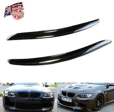 2x Real Carbon Fibre Fiber Headlight Light Cover Eyelid Eyebrow For BMW E92 E93