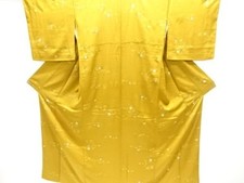 Gold Color Scattered Pattern Silk Kimono Modern Used Casual Ukiyo-e