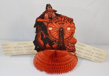 Rare Antique Halloween 1930s Beistle Witch Black Cat Fortune Wheel Vintage Game