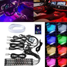 6M Car Interior RGB LED Neon Strip Phone APP Control Atmosphere + Footwell Light