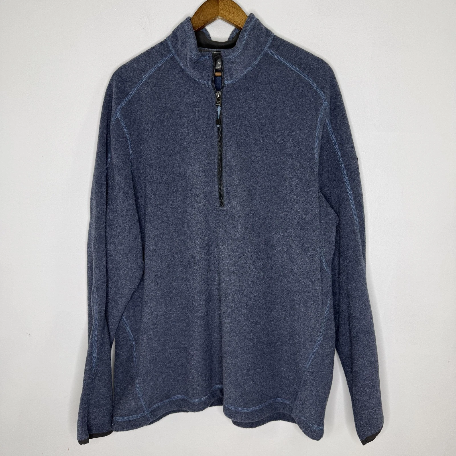Eddie Bauer Jacket Mens XL Blue Fleece 1/4 Zip Pullover Thermal Outdoor