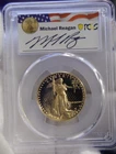 1987 P US 1/2 th Proof Gold Eagle $25 PCGS PR69 DCAM M. Reagan Signed