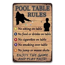 Billiard Wall Decor For Pool Table Room Rules Tin Sign Billiard Room Yellow
