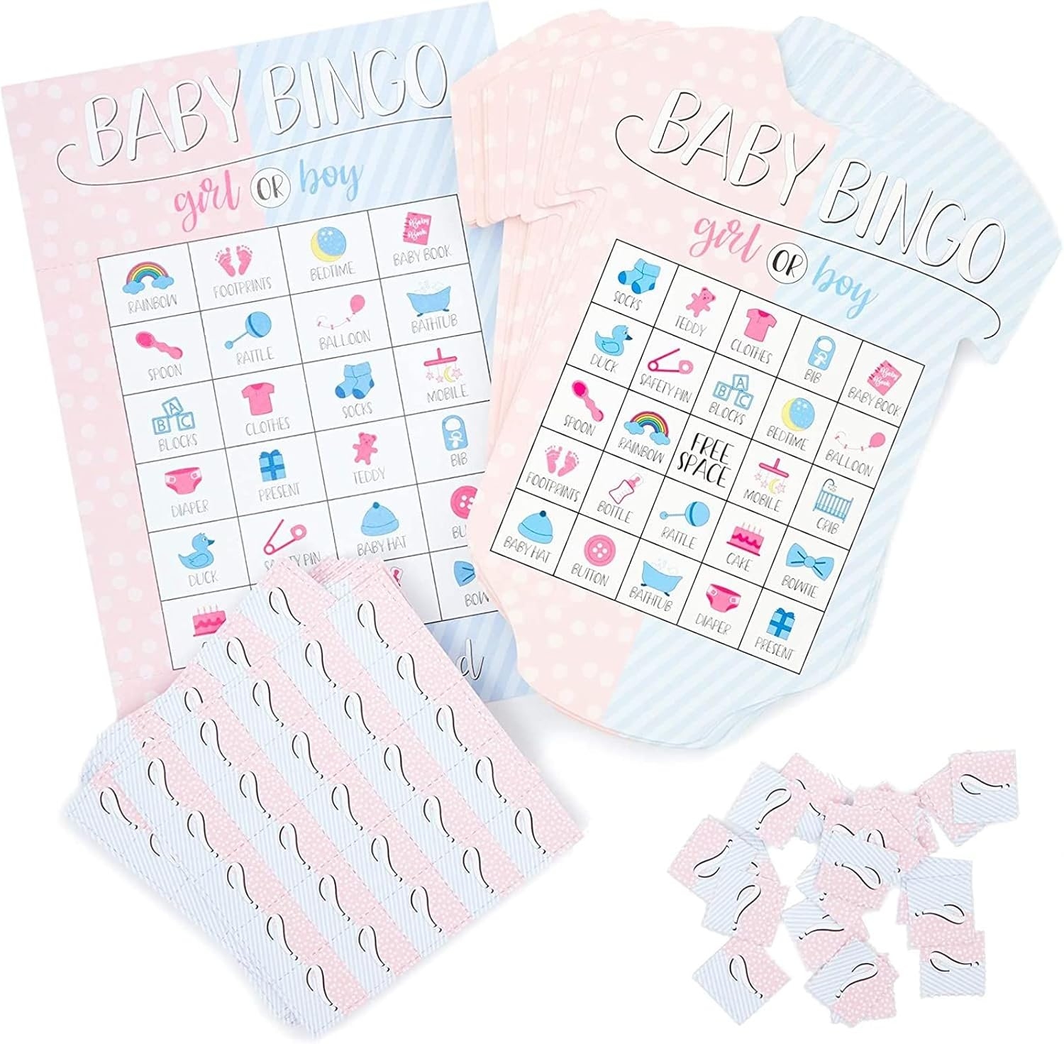 Juego de Bingo Gender Reveal, Suministros para Fiesta (38 Piezas)