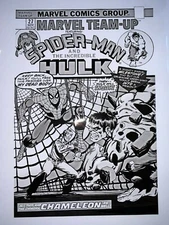 Production Art MARVEL TEAM-UP #27 cover, JIM STARLIN art, 11x17, Spider-Man Hulk