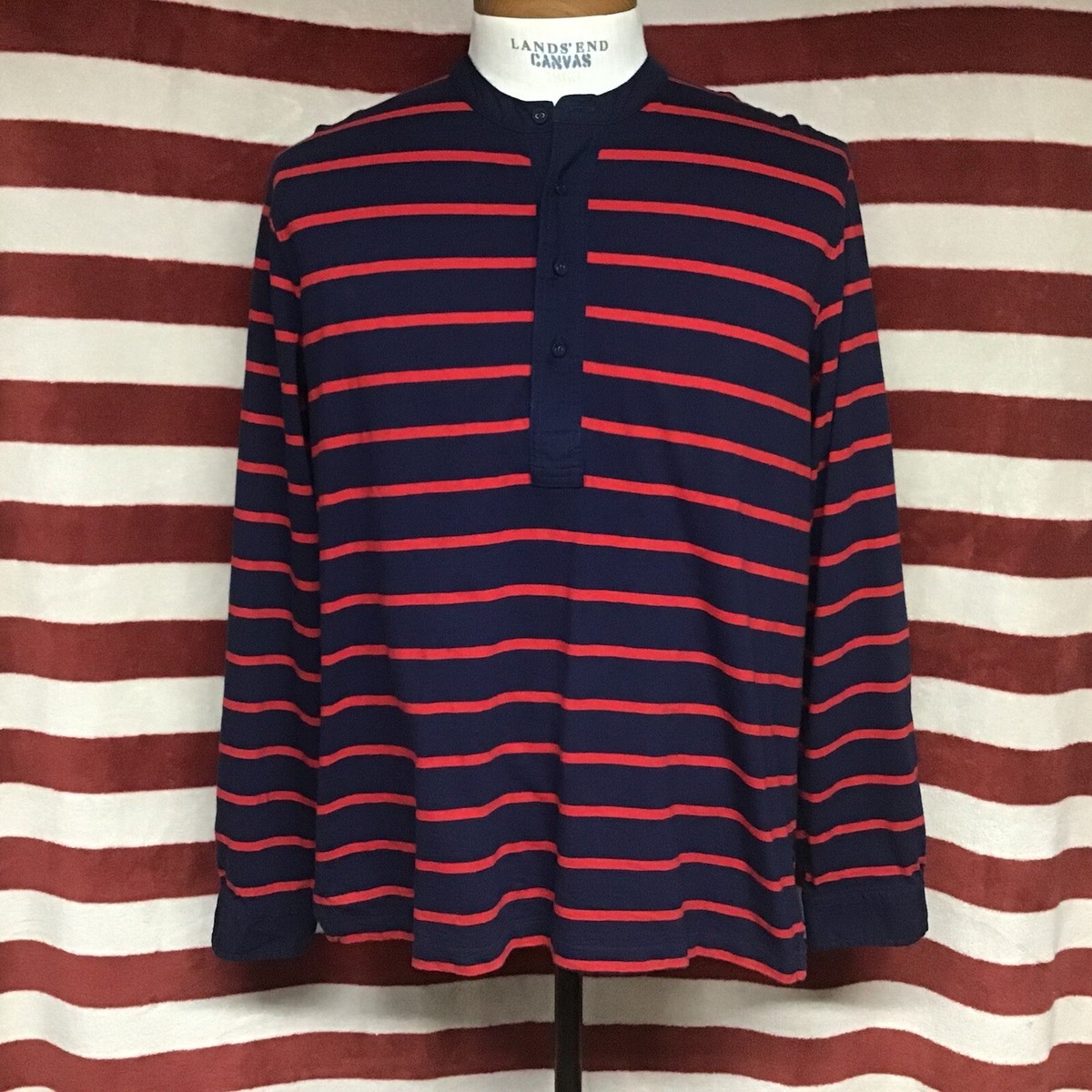 EUC Polo Ralph Lauren River Wild Kayak Blue And Red Striped Henley