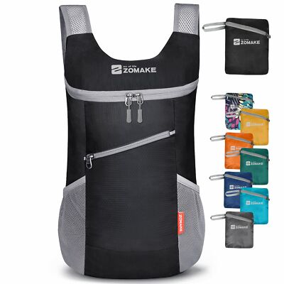 14L Lightweight Packable Backpack Black Foldable Water-Resistant Daypack