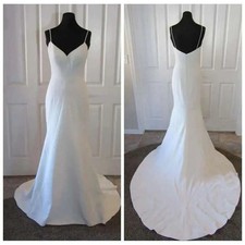 Simple Satin Mermaid Wedding Dresses Spaghetti Straps Sweep Train Bridal Gowns