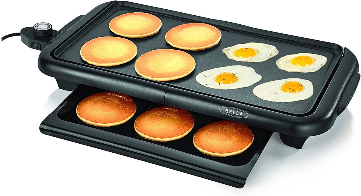 BELLA Electric Griddle W Warming Tray, Make Pancakes or Eggs at