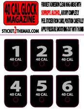 FITS GLOCK 40 CAL GREY NUMBERED 1-6 MAGAZINE BASE PLATE STICKERS,set of 6