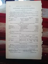 1874 Train Report MONTGOMERY & EUFAULA RAILROAD Alabama ~ A. J. Lane President