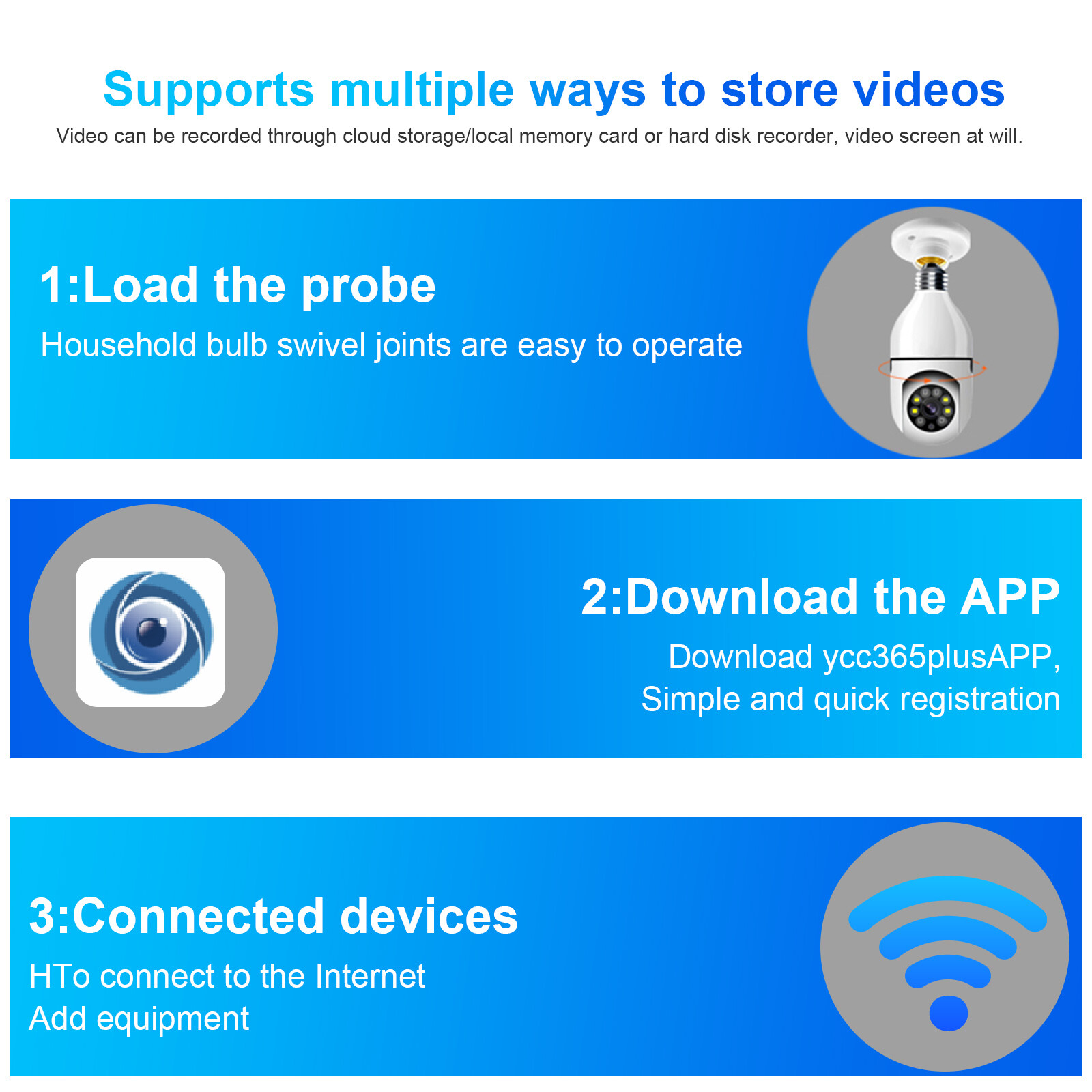 Light Bulb Camera 360° 1080P IP E27 WiFi IR Night Smart Home Wireless