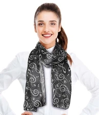 CBC CROWN Treble Clefs Theme Lightweight, Silk-Feeling Fashion Scarf
