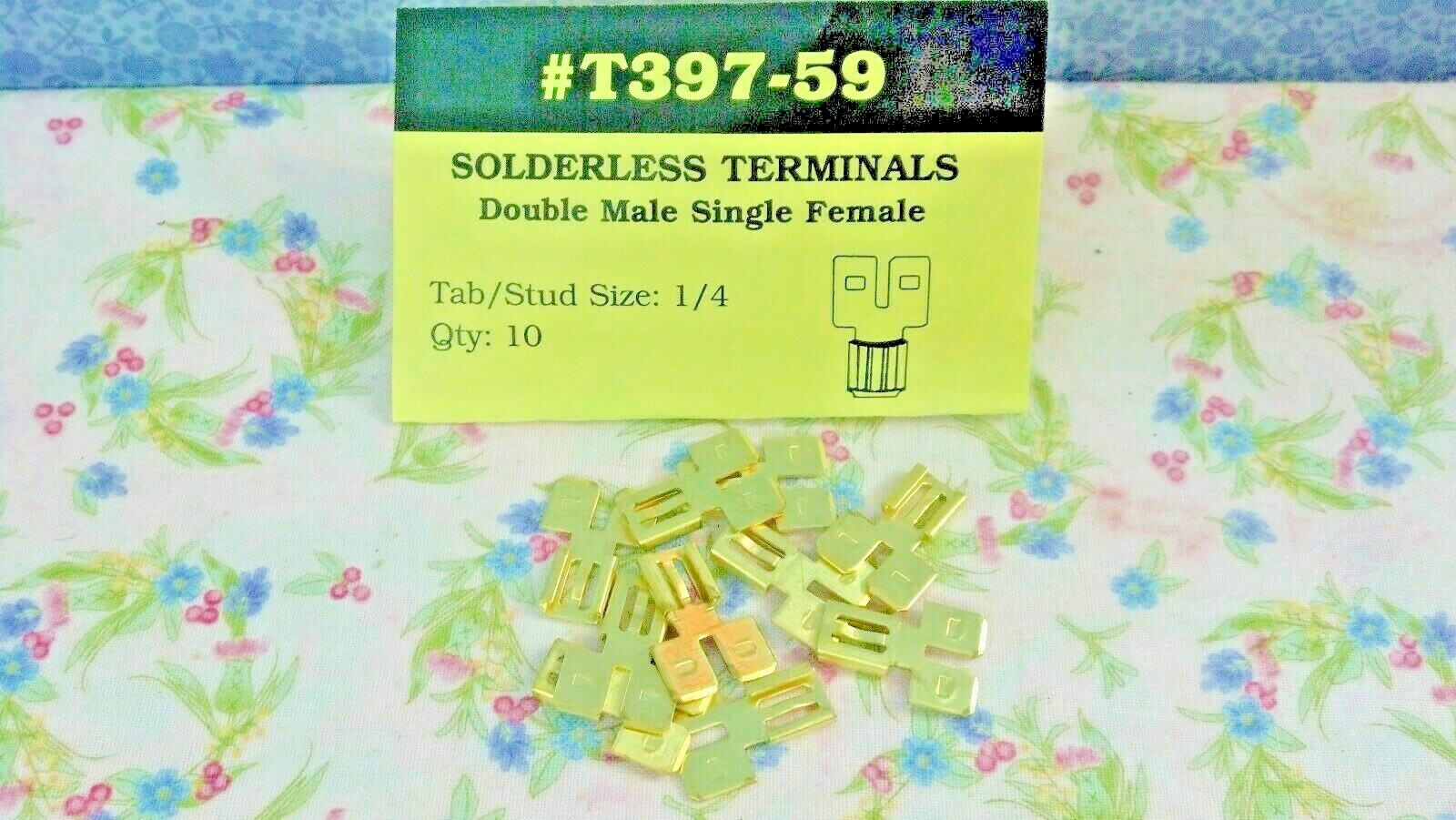 SOLDERLESS TERMINALS, 10 PACK, DOUBLE MALE SINGLE FEMALE, TAB/STUD SIZE: 1/4"