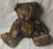 Vintage First  Main Brown Minky Teddy Bear  1402 Plush Leather Bow