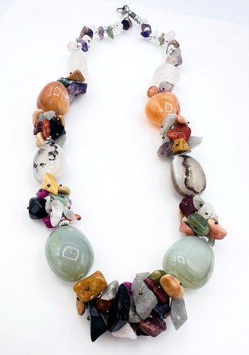 Lot of Two Vintage Artisan Multi Stone Necklaces - Afbeelding 8 van 13