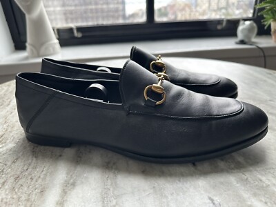 $1000 GUCCI BRIXTON Black Leather Horsebit Loafers 9 Gucci / US