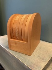 Set Of Six Light Wood Coasters In Holder Cork 235  