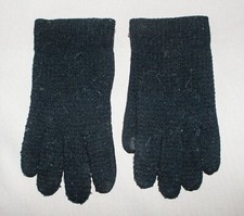 Vintage Ladies/Youth Winter Gloves Black Stretch Knit Plain On Back