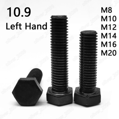 Black 10.9 Steel Hexagon Head Screw Bolt Left Hand Thread M8/M10/M12/M14/M16/M20